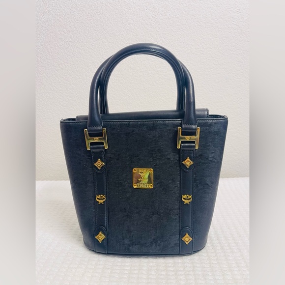 MCM Handbags - MCM Black Satchel with Gold Accents